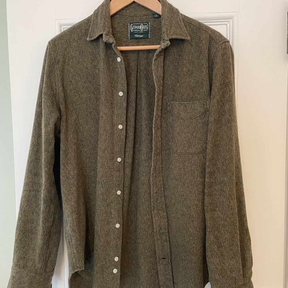 Olive Green Button-Up Shirt